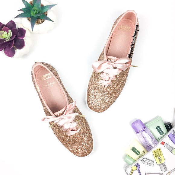 kate spade Shoes - Kate Spade Rose Gold Glitter Keds